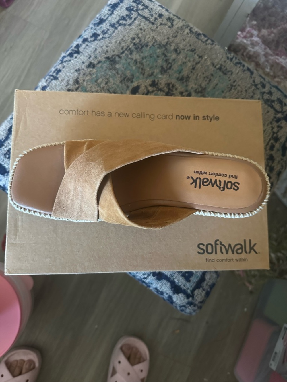 SoftWalk Tan Crossover Slide Mule